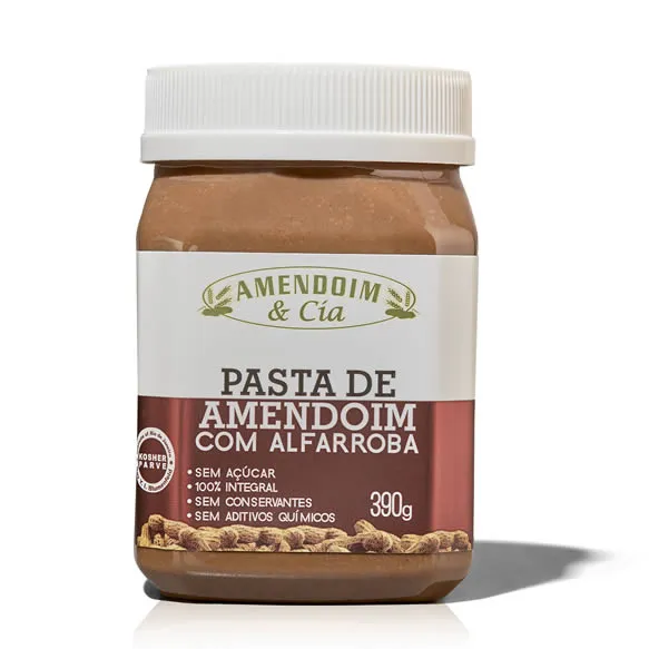 Creme pasta de amendoim com alfarroba zero açúcar 390g amendoim & cia