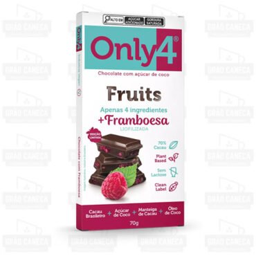 Chocolate 70% cacau e framboesa 70g only4