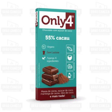 Chocolate 55% cacau com açúcar de coco 80g only4