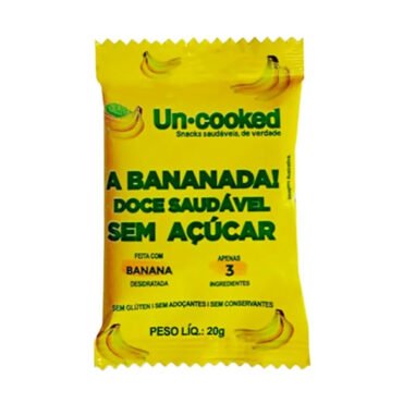 Bananada Saudável Sem Açúcar Sem Glúten e Vegano 20g - Uncooked