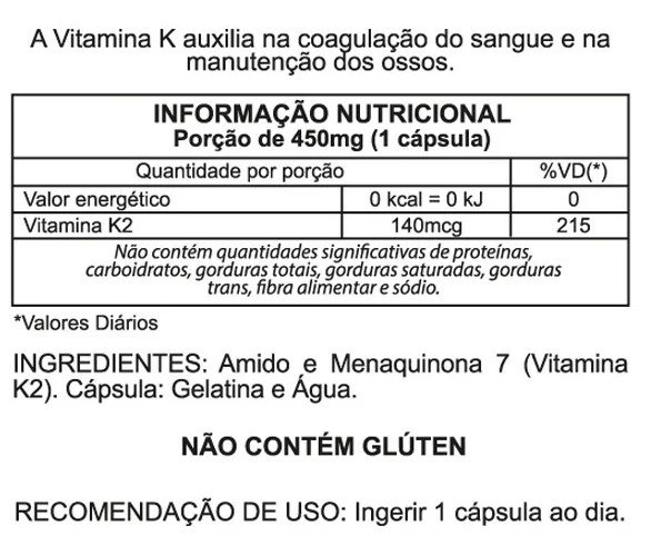 Vitamina K2 Melaquinona 7 (MK7) 60 caps -TN- Duom
