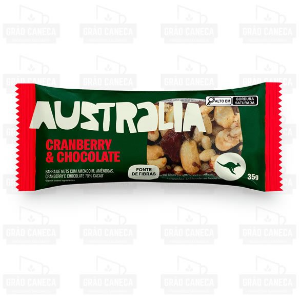 Barra de Nuts Zero Açúcar Cranberry e Chocolate 70% Cacau 35g Australia