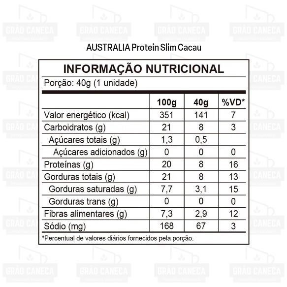 Barra de Proteína Com Cacau e Cobertura de Chocolate 70% 40g – Australia TN