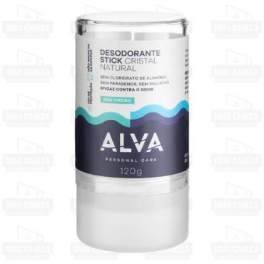 Desodorante Stick Cristal Natural Sem Cheiro Vegano 120g Alva